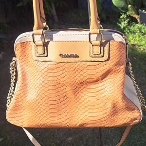 Calvin Klein Textured Brown Shoulder Bag